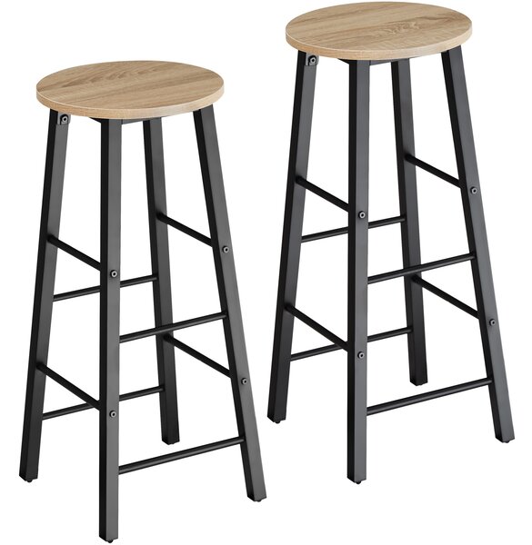 Tectake 404349 2 bar stools keynes - industrial wood light, oak sonoma