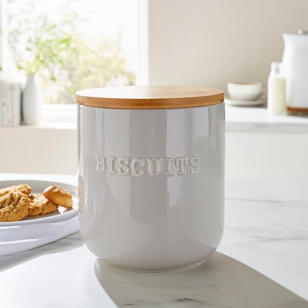 Ceramic Biscuit Canister Grey Grey