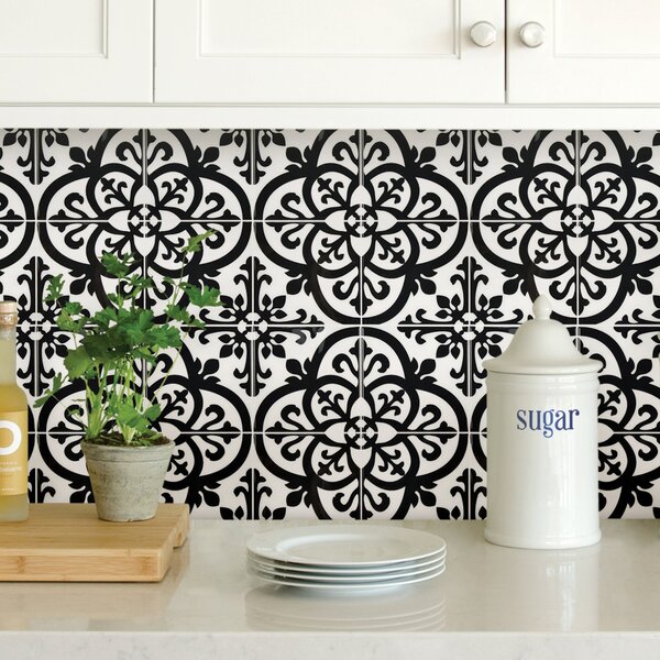 InHome Avignon Self Adhesive Backsplash Tiles Black and White