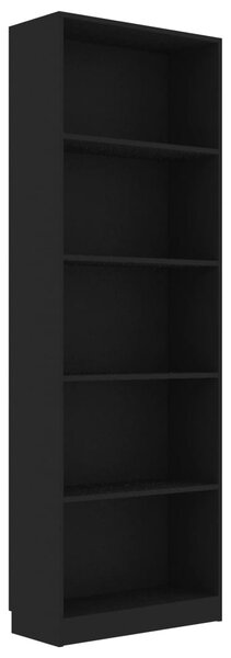 5-Tier Book Cabinet Black 60x24x175 cm Engineered Wood