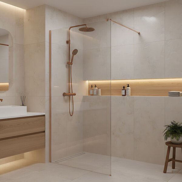 Shower screen Rea Flexi Transparent / Brush Copper 100