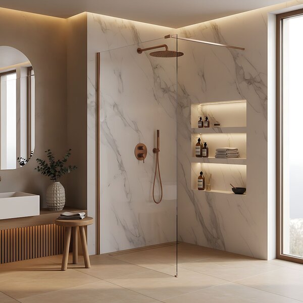 Shower screen Rea Flexi Transparent / Brush Copper 100