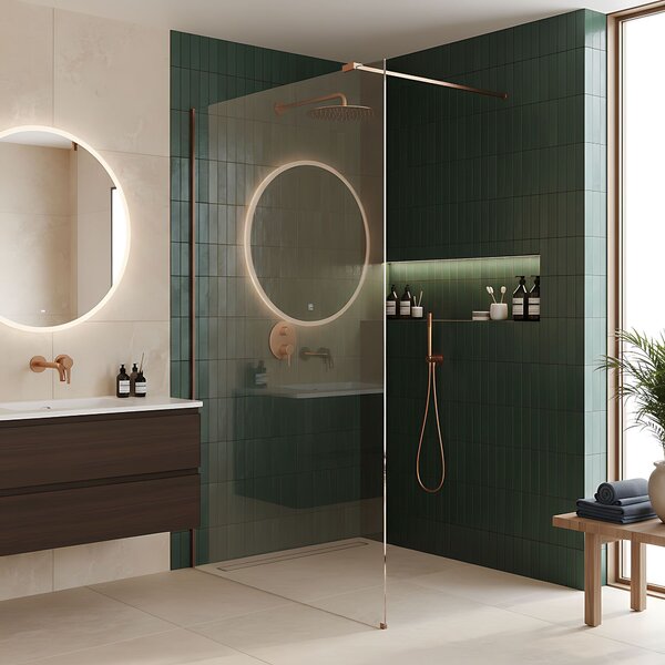 Shower screen Rea Flexi Transparent / Brush Copper 100