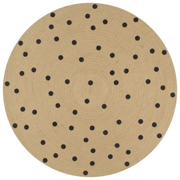 Handmade Rug Jute with Print Polka Dot 90 cm