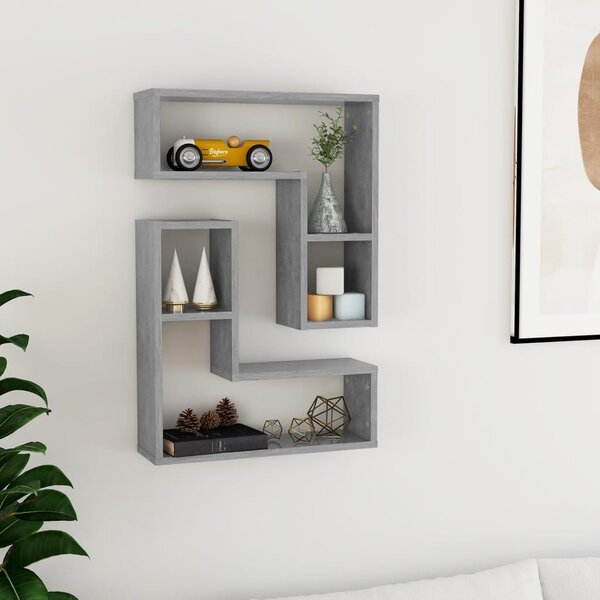 Wall Shelf 2 pcs Concrete Grey 50x15x50 cm Engineered Wood