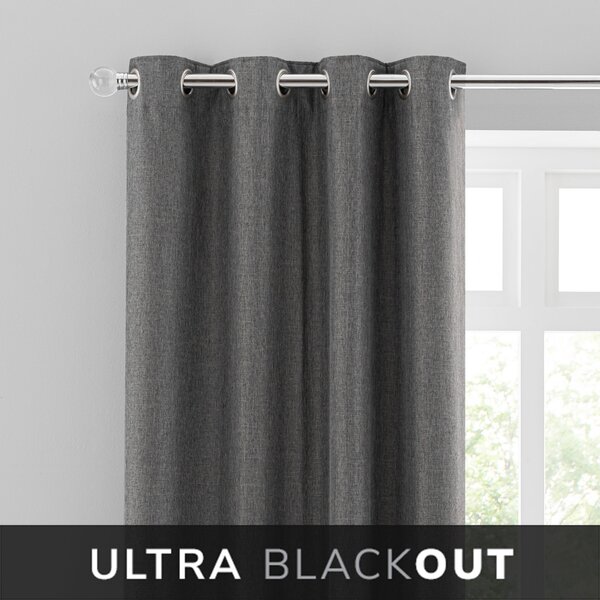 Montreal Thermal Blackout Ultra Charcoal Eyelet Curtains Charcoal