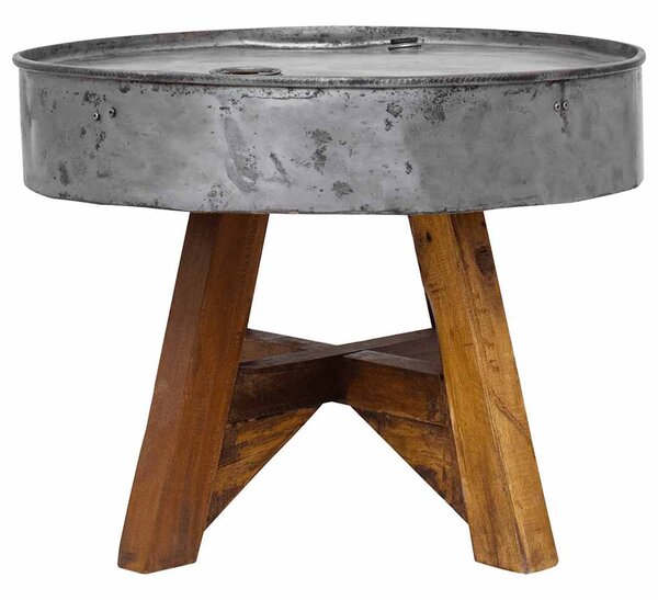 Coffee Table Mixed Recycled Wood 60x45 cm Silver