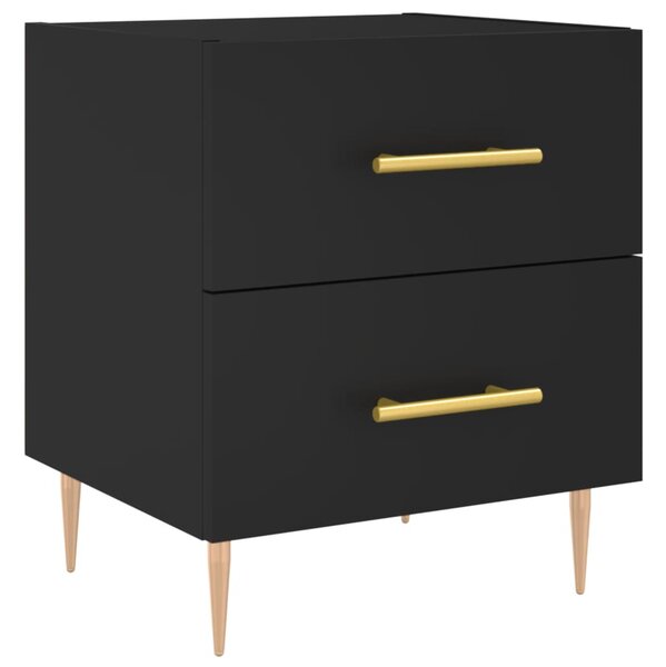 Bedside Cabinet Black 40x35x47.5 cm Engineered Wood