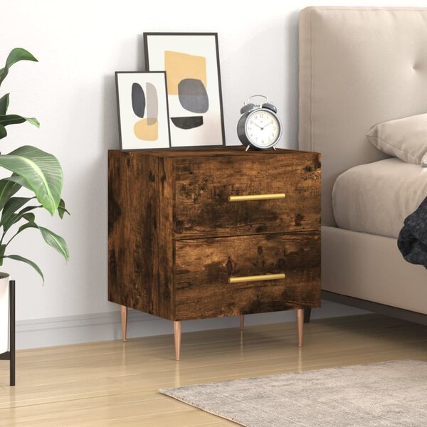 Bedside Cabinet Smoked Oak 40x35x47.5 cm Engineered Wood