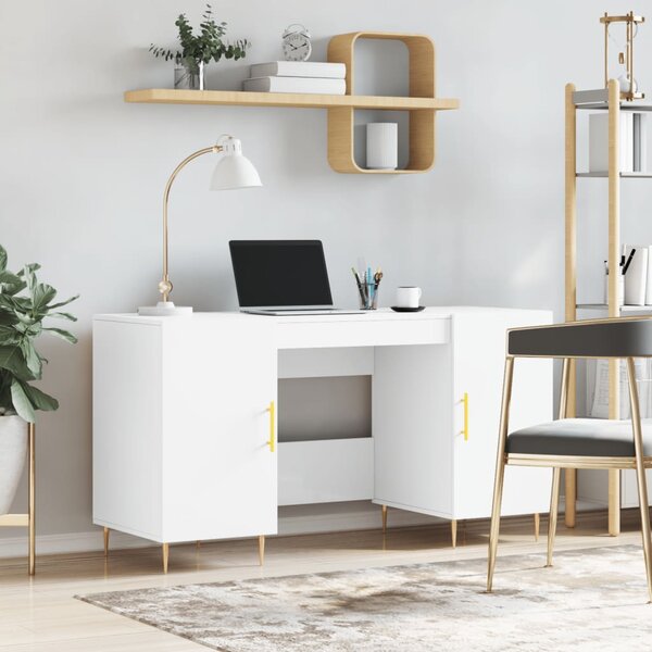 Desk White 140x50x75 cm Engineered Wood