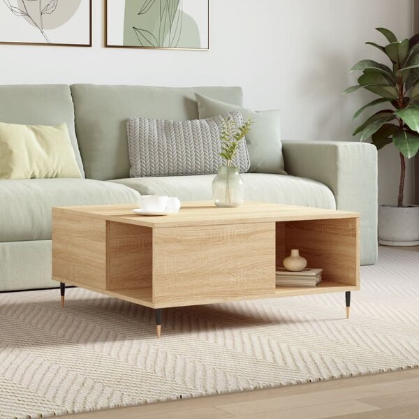 Coffee Table Sonoma Oak 80x80x36.5 cm Engineered Wood