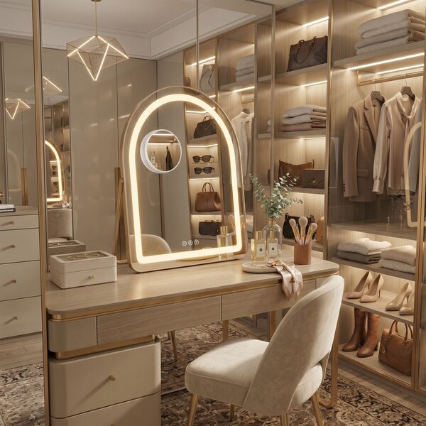 Mirror LED GLAM L.Gold 40x45cm