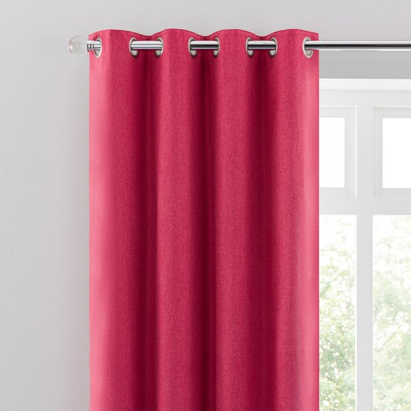 Luna Brushed Raspberry Blackout Eyelet Curtains Pink