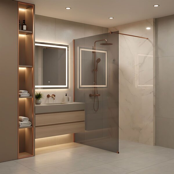Shower screen Rea Flexi Grey / Brush Copper 110