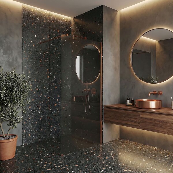 Shower screen Rea Flexi Grey / Brush Copper 110