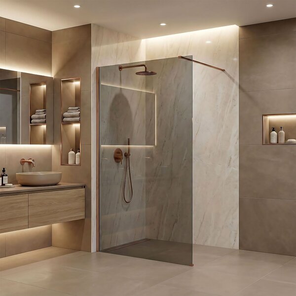 Shower screen Rea Flexi Grey / Brush Copper 110