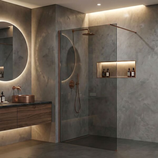 Shower screen Rea Flexi Grey / Brush Copper 130