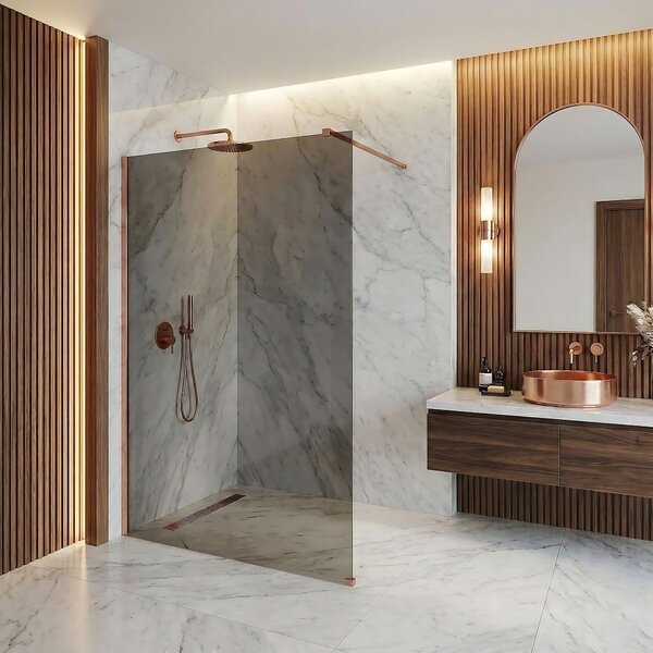 Shower screen Rea Flexi Grey / Brush Copper 130