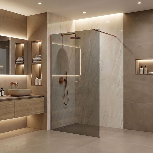 Shower screen Rea Flexi Grey / Brush Copper 130