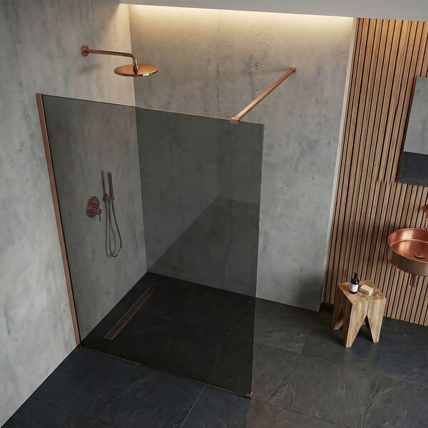 Shower screen Rea Flexi Grey / Brush Copper 130