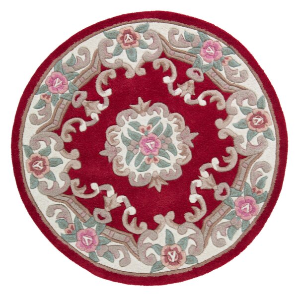 Lotus Premium Aubusson Circle Rug Red