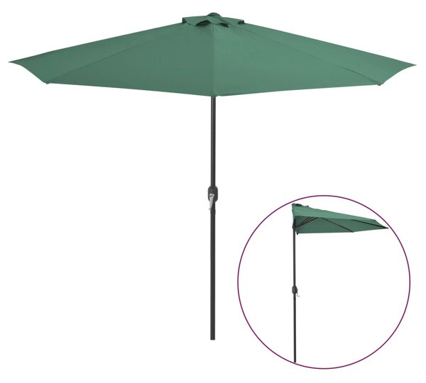 Garden Parasol with Aluminium Pole Green 300x155 cm Half