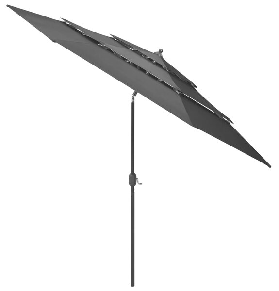 3-Tier Garden Parasol with Aluminium Pole Anthracite 3 m