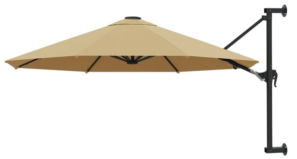 Wall-Mounted Garden Parasol with Metal Pole 300 cm Taupe