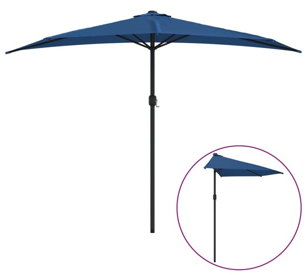 Balcony Parasol with Aluminium Pole Blue 300x155x223 cm Half