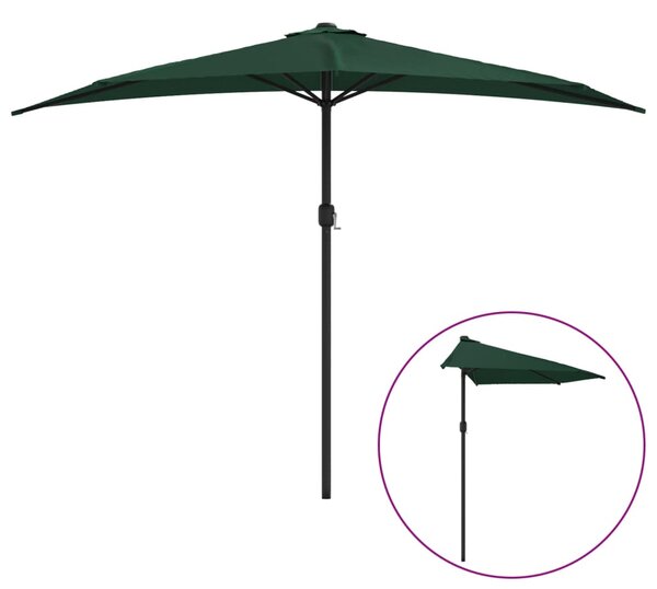 Garden Parasol with Aluminium Pole Green 300x155 cm Half