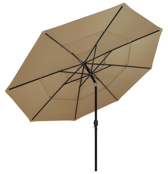 3-Tier Garden Parasol with Aluminium Pole Taupe 3.5 m