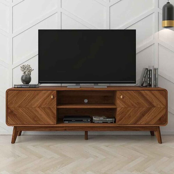 Ilford Wooden TV Stand With 2 Doors In Columbian Walnut