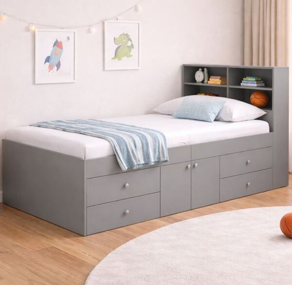 Mattoon Wooden Single Cabin Bed In Grey