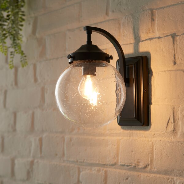 Twain Outdoor 14cm Globe Glass Wall Light Black