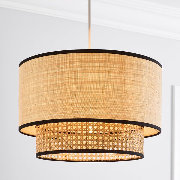 Malika Cane 2 Tier Easy Fit Pendant Shade Brown