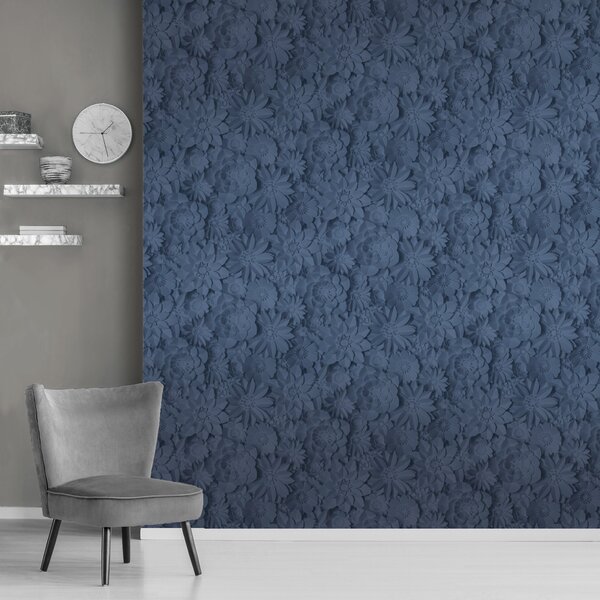 Dimensions Floral Navy Wallpaper Navy (Blue)