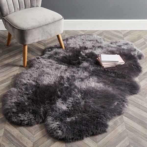 Quad Sheepskin Rug Sheepskin Charcoal