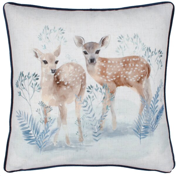 Evans Lichfield Winter Fawns Piped Filled Cushion Multi