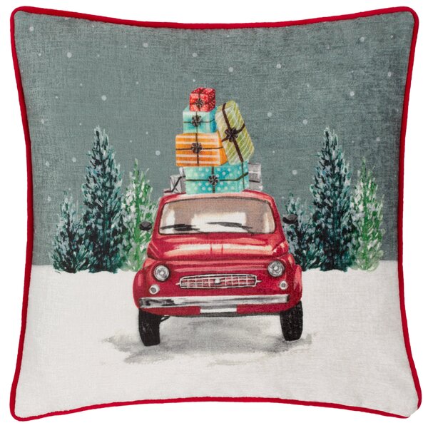 Car Scene Piped 43cm x 43cm Filled Cushion Multi