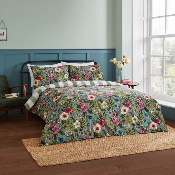 Hidcote Manor Botanical Duvet Cover Bedding Set Petrol