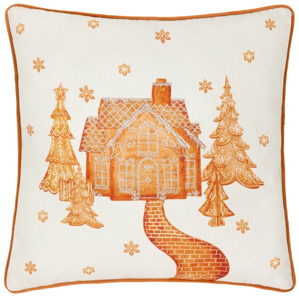 Gretel Velvet Piped 45cm x 45cm Filled Cushion Cloud Dust Ginger