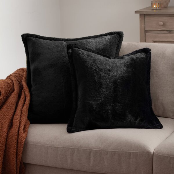 Kallu Faux Fur 45cm x 45cm Filled Cushion Black