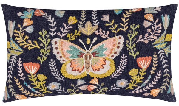 Mirrored Butterfly Embroidered 30cm x 50cm Filled Boudoir Midnight