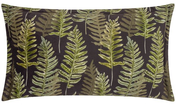 Kielder Forest Fern Night Oxford Edge Velvet 30cm x 50cm Filled Boudoir Black