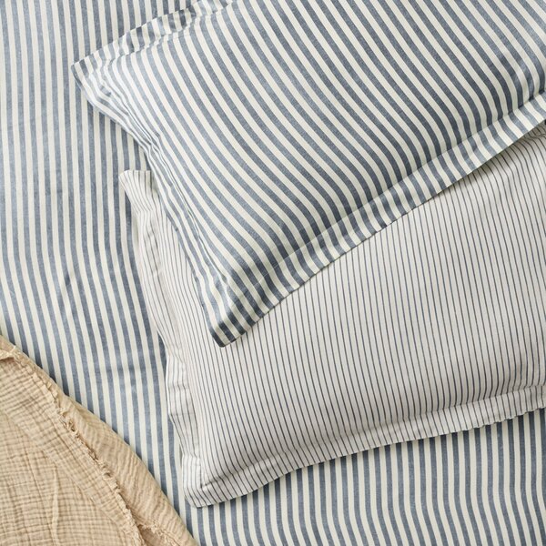 Hebden Melange Stripe Pair of Pillowcases Navy