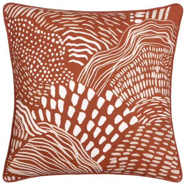 Nola Abstract Piped 45cm x 45cm Filled Cushion Chestnut