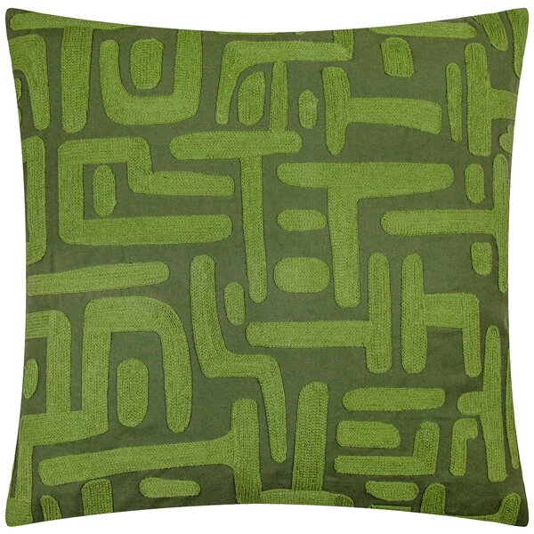 Brooke Embroidered Cotton Filled Cushion 45cm x 45cm Ivy Green