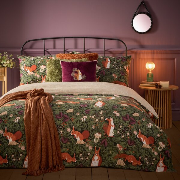 Pineberry Forest Woodland Duvet Cover Bedding Set Multi