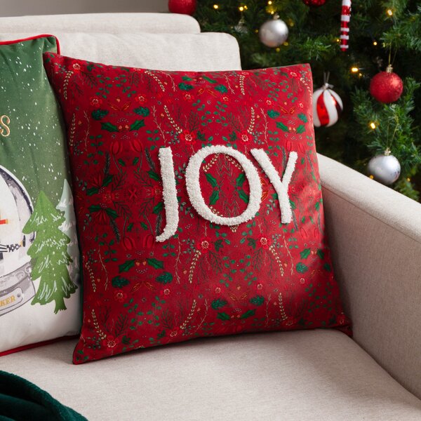 Evans Lichfield Ditsy Joy Tufted 45cm x 45cm Filled Cushion Red