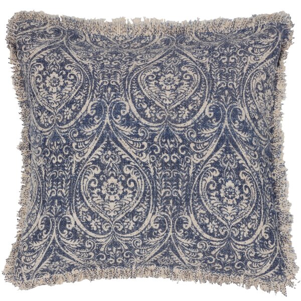 Durelle Damask Fringed 50cm x 50cm Filled Cushion Delph Blue